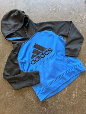 ⚡️ adidas Blue & Black Pullover Hoodie with Front Logo